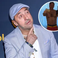 Marcin Miller w okrągłej ramce pokazuje banknot, a obok pozuje w marynarce. Jego utwory znane są wielu.